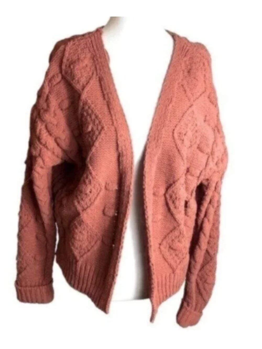 NWT Moon & Madison Coral Cable Knit Cardigan Sweater Medium